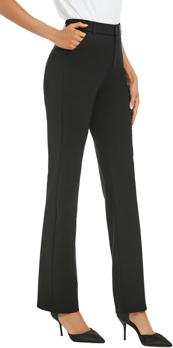 Women's Stretchy Straight Leg Dress Work Pants Business Office Casual Slacks with Pockets