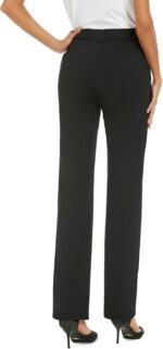 Women's Stretchy Straight Leg Dress Work Pants Business Office Casual Slacks with Pockets