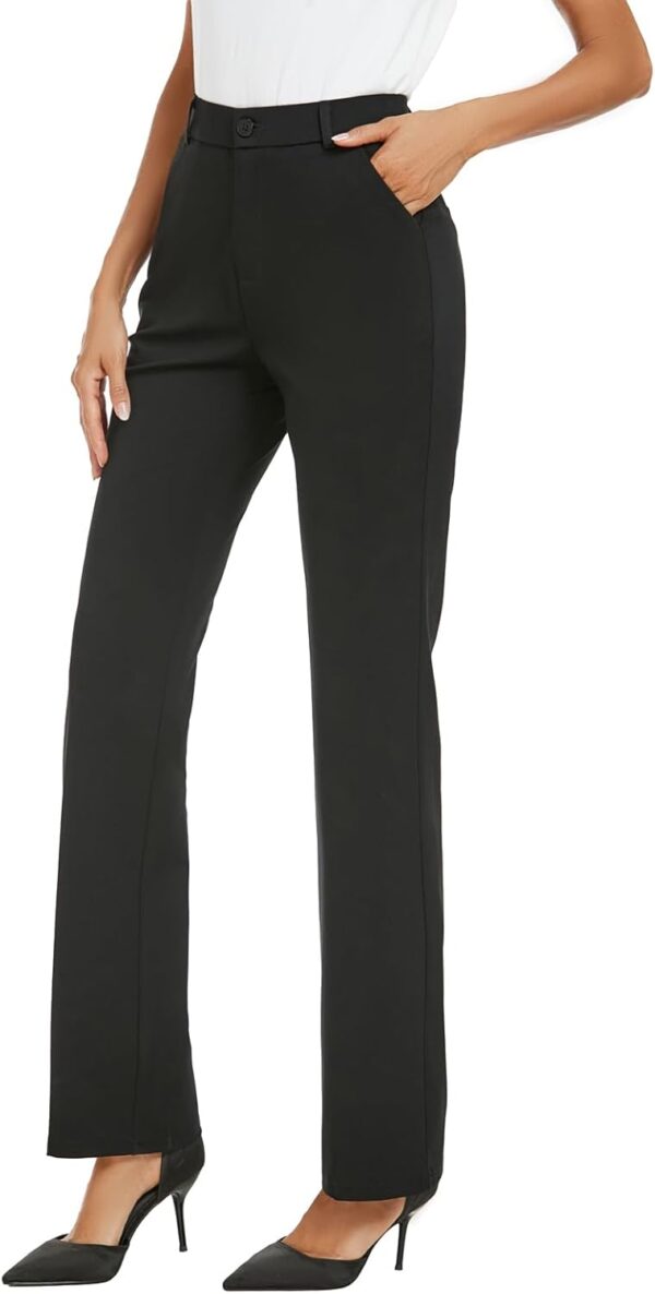 Women's Stretchy Straight Leg Dress Work Pants Business Office Casual Slacks with Pockets