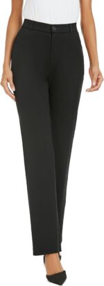 Women's Stretchy Straight Leg Dress Work Pants Business Office Casual Slacks with Pockets