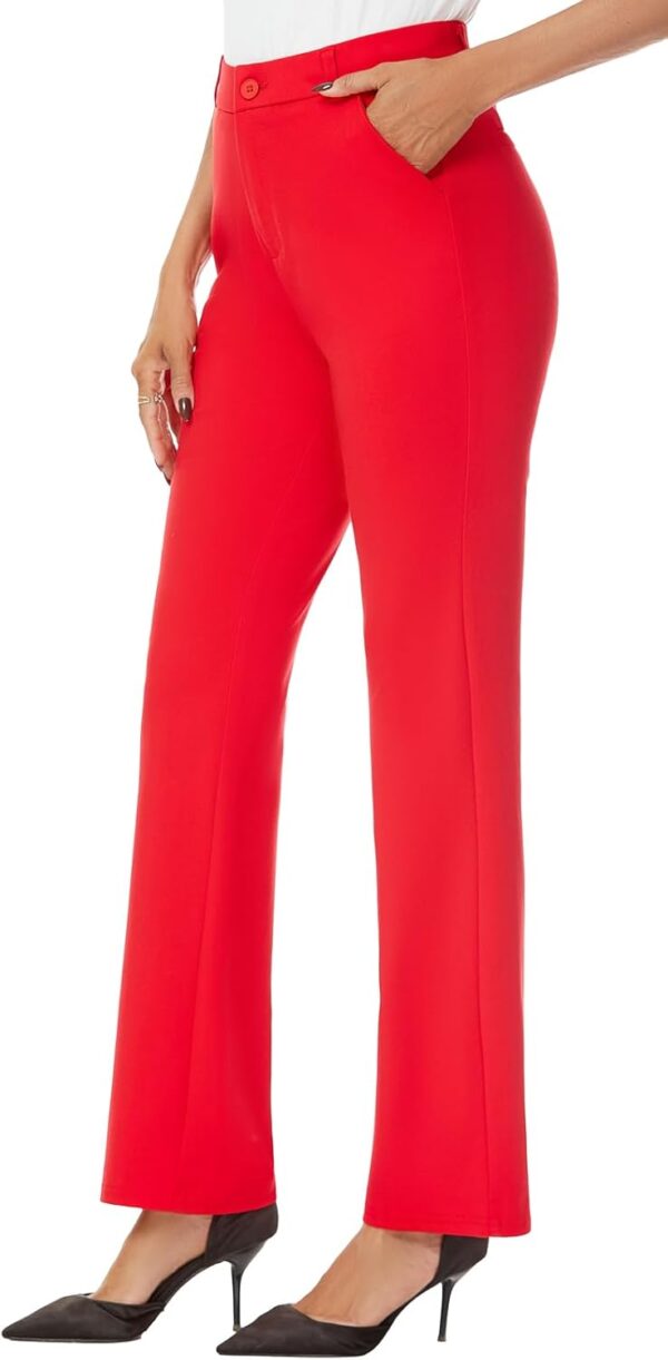 Women's Stretchy Straight Leg Dress Work Pants Business Office Casual Slacks with Pockets