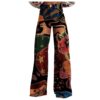 Womens Vintage 90s Floral Print Wide Leg Jeans High Waisted Straight Stretch Pants Flare Trousers with Pockets