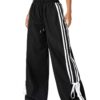 Women's Wide Leg Pants Drawstring Elastic High Waist Pants Casual Contrast Trim Bow Side Long Pants Trouser