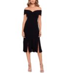 Xscape Womens Black Semi-Formal Midi Cocktail And Party Dress 6 BHFO 9276