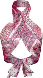 ZAFUL Women's Bohemian Bandana Top Criss Cross Sexy Tops Boho Halter Wrap Crop Top