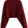 ZAFUL Women's Cropped Turtleneck Sweater Lantern Sleeve Ribbed Knit Pullover Sweater Jumper