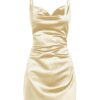 ZAFUL Women's Satin Sleeveless Spaghetti Strap Mini Dress Sexy Slip Cowl Neck Silky Cocktail Party Dresses