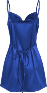 ZAFUL Women's Satin Sleeveless Spaghetti Strap Mini Dress Sexy Slip Cowl Neck Silky Cocktail Party Dresses