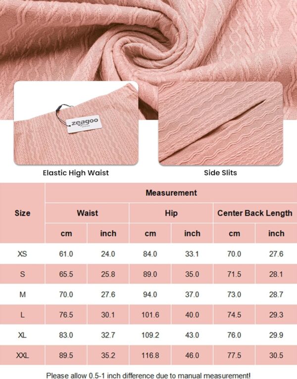 Zeagoo Womens Knit Midi Skirts Casual Pencil Skirt High Waisted Long Skirts with Slit Elegant Work Office Skirts