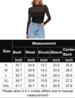 Zeagoo Women's Sexy Mock Turtle Neck Long Sleeve Tops Sheer Mesh Ruched Trendy Going Out Shirts Blouse