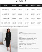 ZESICA Women's 2024 Ribbed Knit Dress Long Sleeve Mock Neck Slim Fit Side Slit Fall Elegant Sweater Dresses