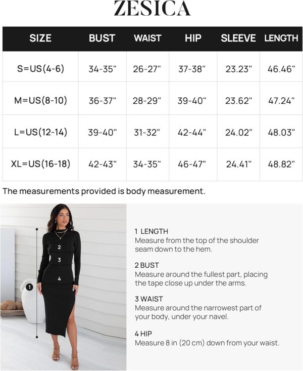 ZESICA Women's 2024 Ribbed Knit Dress Long Sleeve Mock Neck Slim Fit Side Slit Fall Elegant Sweater Dresses