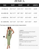 ZESICA Women's Summer Knitted Bodycon Midi Dress 2024 Casual Sleeveless Square Neck Side Slit Vacation Long Dresses