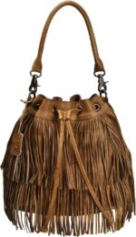 ZLYC Women Dip Dye Leather Boho Rogue Bag Fringe Bag Satchel Shoulder bag Handbag Crossbody Bag