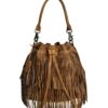 ZLYC Women Dip Dye Leather Boho Rogue Bag Fringe Bag Satchel Shoulder bag Handbag Crossbody Bag