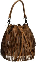 ZLYC Women Dip Dye Leather Boho Rogue Bag Fringe Bag Satchel Shoulder bag Handbag Crossbody Bag