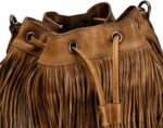 ZLYC Women Dip Dye Leather Boho Rogue Bag Fringe Bag Satchel Shoulder bag Handbag Crossbody Bag