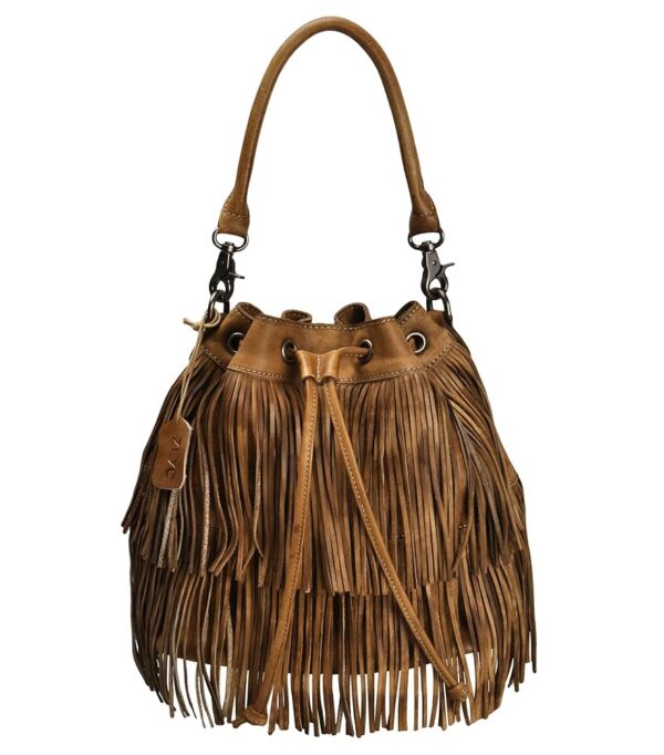 ZLYC Women Dip Dye Leather Boho Rogue Bag Fringe Bag Satchel Shoulder bag Handbag Crossbody Bag