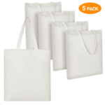 5 Pack Canvas Tote Bags, 21"x15" Natural Cotton Tote Bags with Top Zipper Closure, 10oz Lightweight Blank Bulk Cloth bags, Reusable Grocery Shopping Cloth Bag for DIY, Grocery...