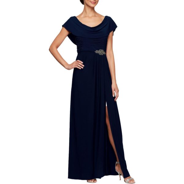 Alex Evenings Womens Cowlneck Embellished Formal Evening Dress Gown BHFO 5853