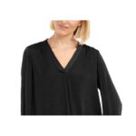 Alfani Women's V-Neck Top Black Size Medium