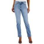 Anne Klein Womens Mid Rise Denim Light Wash Straight Leg Jeans BHFO 0995