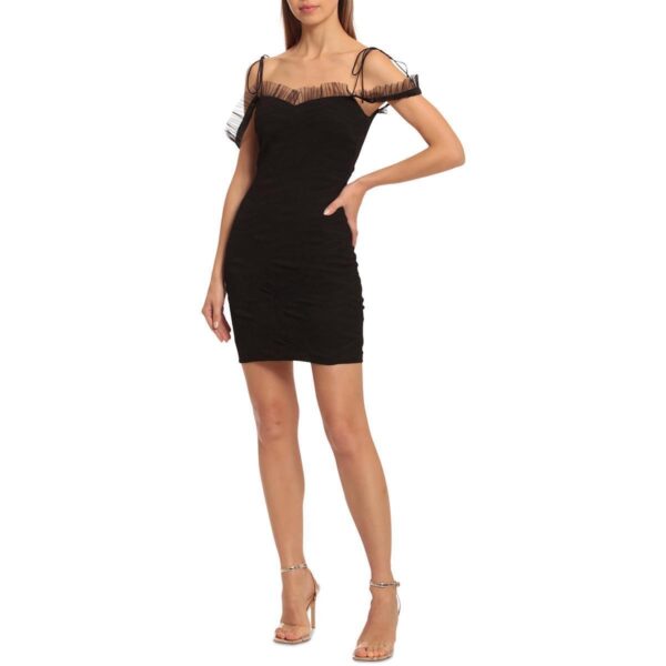 Avec Les Filles Womens Mesh Inset Textured Bodycon Dress BHFO 5312