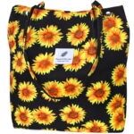 Ayieyill Corduroy Tote Bag for Women Girl Canvas Shoulder Cord Purse with Inner Pocket (Sunflowers)