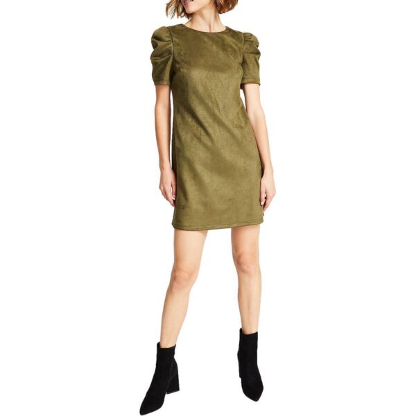 Bar III Womens Green Solid Mini Puff Sleeve Sheath Dress S BHFO 9946