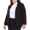 Bar III Womens Navy Office Business Open-Front Blazer Jacket Plus 1X BHFO 9815