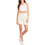 BB Dakota by Steve Madden Womens Beige Ribbed Fitted Midi Shorts L BHFO 5076