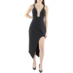 BCBGMAXAZRIA Womens Black Embellished Midi Cocktail And Party Dress 14 BHFO 2359