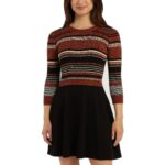 BCX Womens Black Striped Fit & Flare Fall Sweaterdress Juniors XXS BHFO 9844