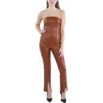 Bebe Womens Faux Leather Strapless Slit Jumpsuit Juniors BHFO 8200