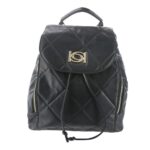 Bebe Womens Gio Black Faux Leather Quilted Backpack Handbags Large BHFO 1127