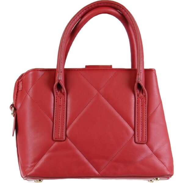 Bebe Womens Gio Red Quilted Faux Leather Satchel Handbag Purse Small BHFO 6991