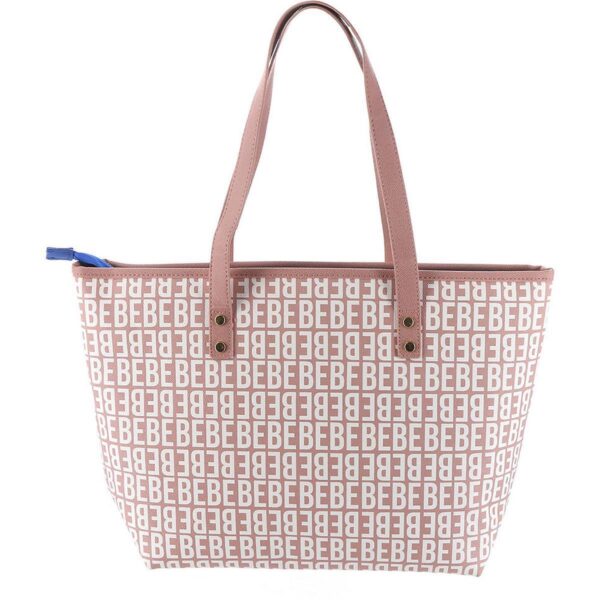 Bebe Womens James Pink Faux Leather Tote Shoulder Handbag Purse Large BHFO 6989