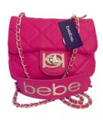 Bebe Womens Wyatt Pink Faux Leather Small Embellished Shoulder Handbag BHFO 7834