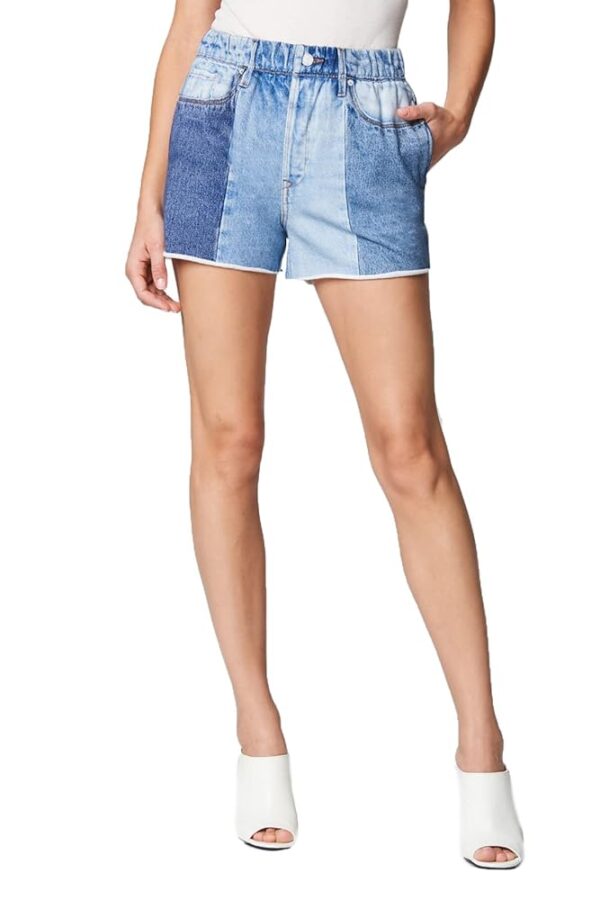 [BLANKNYC] womens French Terry Color Block Denim Printed Shorts, Stylish & Designer Clothing