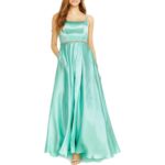 Blondie Nites Womens Charmeuse Embellished Gown Evening Dress BHFO 5714