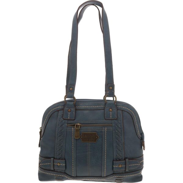 B.O.C. Womens Blue Faux Leather Shopper Purse Shoulder Handbag Medium BHFO 4145