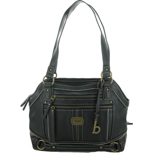 B.O.C. Womens Hammond Black Faux Leather Purse Satchel Handbag Medium BHFO 0442