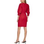 Calvin Klein Womens Red Gathered Above Knee Puff Sleeve Sheath Dress 8 BHFO 3517