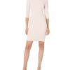 Calvin Klein Women's Round Neck Subtle Puff Short Sleeve Fitted Sheath Dress