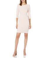 Calvin Klein Women's Round Neck Subtle Puff Short Sleeve Fitted Sheath Dress