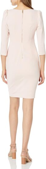 Calvin Klein Women's Round Neck Subtle Puff Short Sleeve Fitted Sheath Dress