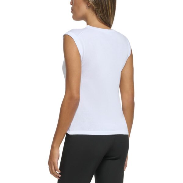 Calvin Klein Womens White Front Twist Solid Sleeveless Pullover Top M BHFO 3860