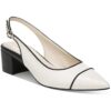 Charter Club Womens Bryann Embossed Slingback Heels White 8 Medium (B,M)