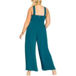 City Chic Womens Harper Blue Keyhole Halter Jumpsuit Plus 22 M BHFO 4237