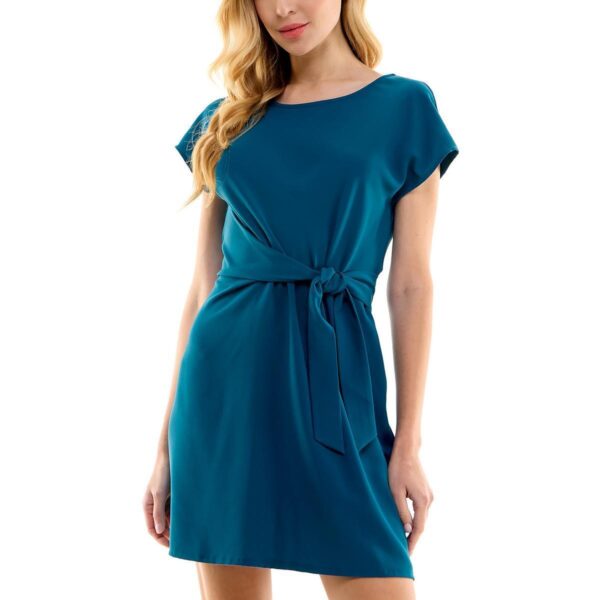 City Studio Womens Knot-Front Cap Sleeve Round Neck Mini Dress Juniors BHFO 2278